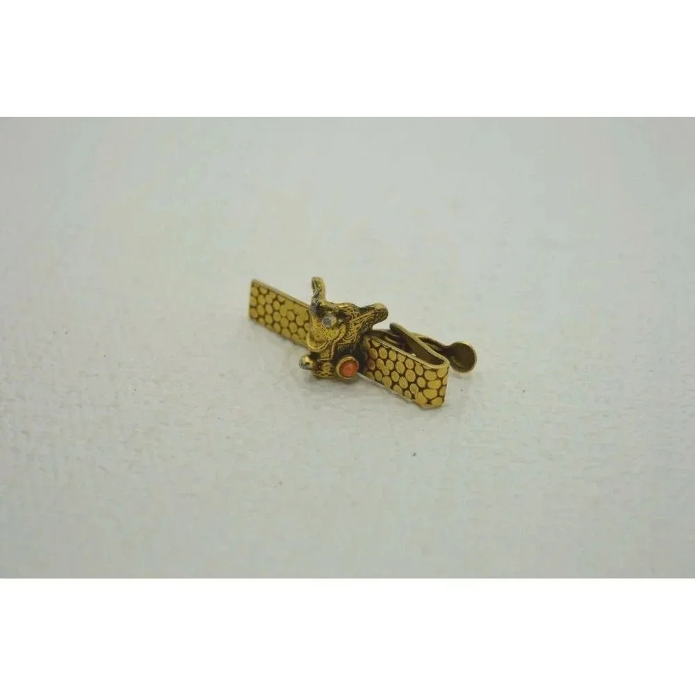 Gold Tone Faux Coral Colored Seed Bead Horse